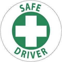 NMC - Safe Driver, Hard Hat Label - Green on White, 2" Thick, For Accident Prevention - USA Tool & Supply