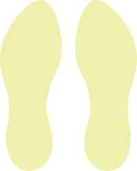NMC - Foot Prints (Graphic), Pressure Sensitive Vinyl Exit Sign - 6" Wide x 10" High, Glow-in-the-Dark - USA Tool & Supply