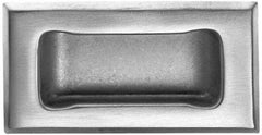 Made in USA - 4" Overall Width x 2" Overall Height, 0.63" Recess Depth, Satin Recessed Pull - Stainless Steel, 1.4" Recess Height, 3.19" Recess Width, 3.62" Center to Center - USA Tool & Supply