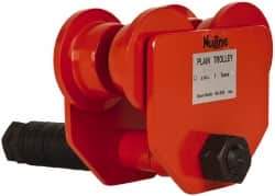 Value Collection - 1/2 Ton Capacity Plain Ball Bearing Trolley - 2-1/2" to 5-1/2" Flange Width, 5" to 12" I-Beam, 36" Min Radius - USA Tool & Supply