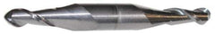 Accupro - 9/32" Diam, 11/16" LOC, 2 Flute Solid Carbide Ball End Mill - AlTiN Finish, Double End, 3-1/2" OAL, 3/8" Shank Diam, Spiral Flute - USA Tool & Supply