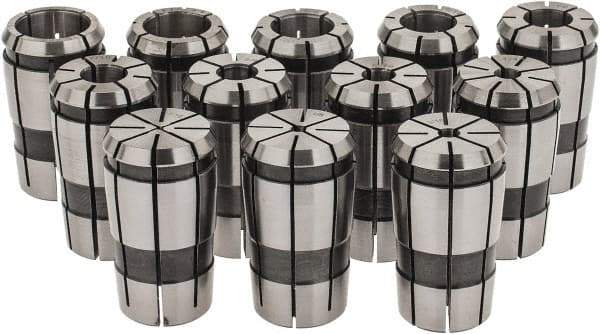 Parlec - 12 Piece, 1/16" to 3/4" Capacity, Single Angle Collet Set - Series TG/PG 75 - Exact Industrial Supply