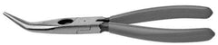 Knipex - 8" OAL, Side Cutting Pliers - Standard Jaw, Snipe Nose with Cut, Curved Head - USA Tool & Supply