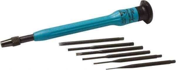 Moody Tools - 7 Piece Slotted Screwdriver Set - Round Shank, Single Handle, Blade Sizes: Width 0.025, 0.04, 0.055, 0.07, 0.08 & 0.1 - USA Tool & Supply