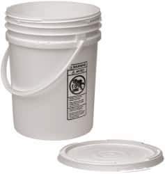 Made in USA - 5.5 Gallon Closure Capacity, Screw On Closure, White Drum Pail - Polyethylene, UN 12H2/Y24/S - USA Tool & Supply