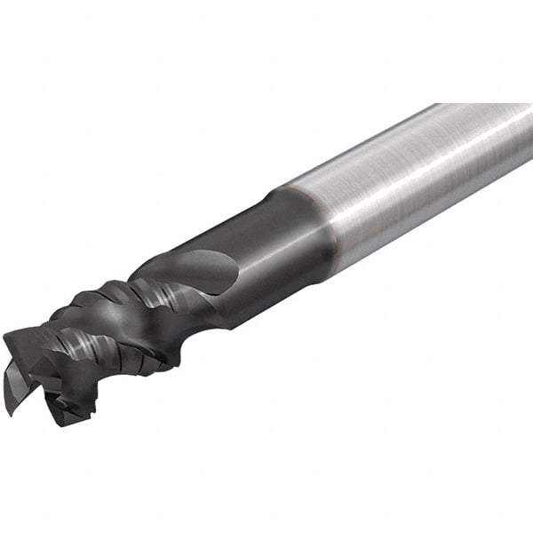 Iscar - 5/8" Diam, Coarse Pitch, 9/16" LOC, 3 Flute Solid Carbide 0.008" Corner Radius Roughing End Mill - Uncoated, 3-1/2" OAL, 5/8" Shank Diam, Single End, Extended Reach, 45° Helix - USA Tool & Supply