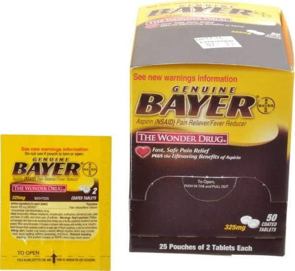 Medique - Bayer Aspirin Tablets - Headache & Pain Relief - USA Tool & Supply