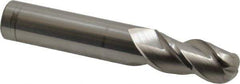 Accupro - 31/64" Diam, 1" LOC, 3 Flute Solid Carbide Ball End Mill - Uncoated, Single End, 3" OAL, 1/2" Shank Diam, Spiral Flute - USA Tool & Supply