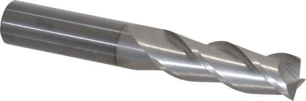 SGS - 3/4", 2-1/4" LOC, 3/4" Shank Diam, 5" OAL, 3 Flute, Solid Carbide Square End Mill - Single End, TiB2 Finish, Spiral Flute, 38° Helix, Right Hand Cut, Right Hand Flute, Series 43 - USA Tool & Supply