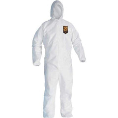 KleenGuard - Size 3XL SMS General Purpose Coveralls - White, Zipper Closure, Elastic Cuffs, Elastic Ankles, Serged Seams - USA Tool & Supply