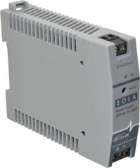 Sola/Hevi-Duty - 100 Watt, 0.60 Amp, 264 VAC, 375 VDC Input, 24 to 28 VDC Output, DIN Rail Power Supply - Screw Terminal Connection, 1 Output, 0.9 Inch Wide x 3.8 Inch Deep x 2.95 Inch High, Up to 80% Efficiency, 14 to 140°F, Green LED Display - USA Tool & Supply