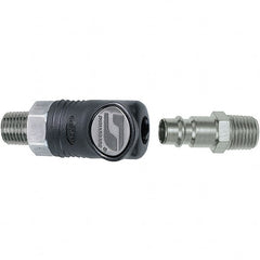 Dynabrade - 2 Piece 1/4" Body 1/4 NPT 150 psi Composite Industrial Pneumatic Coupling Plug Set - USA Tool & Supply