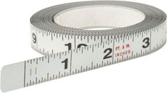 Starrett - 12 Ft. Long x 1/2 Inch Wide, 1/32 and 1/16 Inch Graduation, White, Steel Adhesive Tape Measure - USA Tool & Supply