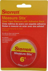 Starrett - 6 Ft. Long x 3/4 Inch Wide, 1/32 and 1/16 Inch Graduation, White, Steel Adhesive Tape Measure - USA Tool & Supply