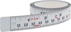 Starrett - 6 Ft. Long x 3/4 Inch Wide, 1/16 Inch Graduation, White, Steel Adhesive Tape Measure - USA Tool & Supply