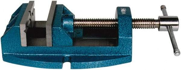 Wilton - 4" Jaw Opening Capacity x 2-1/8" Throat Depth, Horizontal Drill Press Vise - 4" Wide x 2-1/8" High Jaw, Stationary Base, Standard Speed, 10-1/4" OAL x 3.4" Overall Height, Cast Iron - USA Tool & Supply