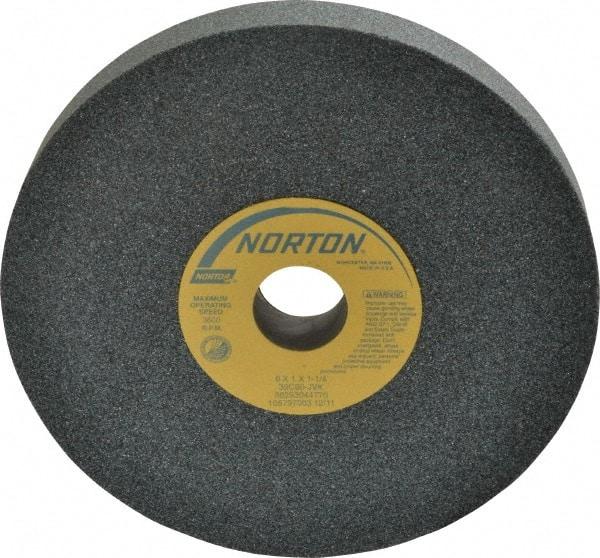 Norton - 8" Diam x 1-1/4" Hole x 1" Thick, J Hardness, 60 Grit Surface Grinding Wheel - Silicon Carbide, Type 1, Medium Grade, 3,600 Max RPM, Vitrified Bond, No Recess - USA Tool & Supply