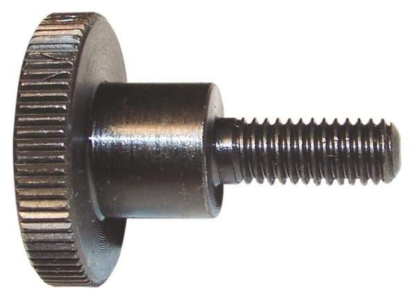 Morton Machine Works - M6x1.00 Knurled Shoulder Grade C-1018 Steel Thumb Screw - 41mm OAL, 24mm Head Diam x 5mm Head Height - USA Tool & Supply
