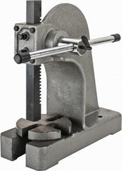 Interstate - 1-5/8" Ram, 6" Throat Depth, 2 Ton Manual Arbor Press - 8-1/2" Max Work Height x 12" Max Work Width, Single Leverage, 6-3/4" Base Width x 17" Base Depth - USA Tool & Supply