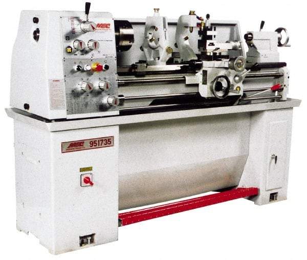 Vectrax - 13" Swing, 40" Between Centers, Triple Phase Engine Lathe - 3MT Taper, 3 hp, 105 to 2,000 RPM, 1-3/8" Bore Diam, 762mm Deep x 1,473 & 1,623mm (CE) High x 1,930.4mm Long - USA Tool & Supply