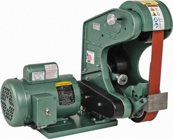 Burr King - 48 Inch Long x 2 Inch Wide Belt Grinder - 1 hp, 120 Volts, Vertical Belt, 6,000 Ft. per Min Belt Speed - USA Tool & Supply