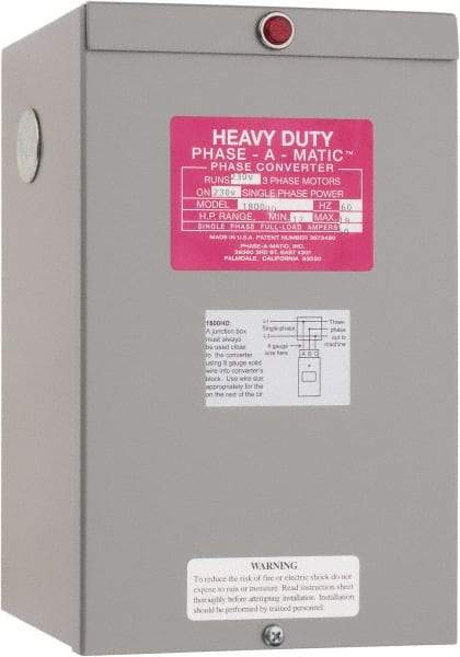 Made in USA - 12 to 18 hp Static Phase Converter - USA Tool & Supply