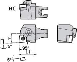 Kennametal - Left Hand Cut, Size KM25, CN.. Insert Compatiblity, External Modular Turning & Profiling Cutting Unit Head - 16mm Ctr to Cutting Edge, 30mm Head Length, Through Coolant, Series Kenloc - USA Tool & Supply