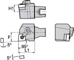 Kennametal - Left Hand Cut, Size KM25, CN.. Insert Compatiblity, External Modular Turning & Profiling Cutting Unit Head - 16mm Ctr to Cutting Edge, 30mm Head Length, Through Coolant, Series Kenloc - USA Tool & Supply