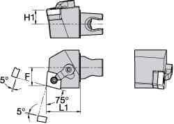 Kennametal - Right Hand Cut, Size KM25, CN.. Insert Compatiblity, External Modular Turning & Profiling Cutting Unit Head - 16mm Ctr to Cutting Edge, 30mm Head Length, Through Coolant, Series Kenloc - USA Tool & Supply