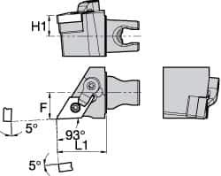 Kennametal - Right Hand Cut, Size KM25, DN.. Insert Compatiblity, External Modular Turning & Profiling Cutting Unit Head - 16mm Ctr to Cutting Edge, 30mm Head Length, Through Coolant, Series Kenloc - USA Tool & Supply