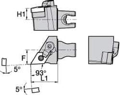 Kennametal - Left Hand Cut, Size KM25, DNMG 432 Insert Compatiblity, External Modular Turning & Profiling Cutting Unit Head - 16mm Ctr to Cutting Edge, 30mm Head Length, Through Coolant, Series Kenloc - USA Tool & Supply