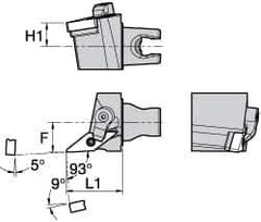 Kennametal - Left Hand Cut, Size KM25, VN.. Insert Compatiblity, External Modular Turning & Profiling Cutting Unit Head - 16mm Ctr to Cutting Edge, 30mm Head Length, Through Coolant, Series Kenloc - USA Tool & Supply