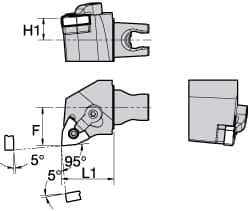 Kennametal - Left Hand Cut, Size KM25, WN.. Insert Compatiblity, External Modular Turning & Profiling Cutting Unit Head - 22mm Ctr to Cutting Edge, 30mm Head Length, Through Coolant, Series Kenloc - USA Tool & Supply