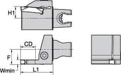 Kennametal - A4..03.. Insert, 30mm Head Length, 3mm Min Groove Width, Modular Grooving Cutting Unit Head - Left Hand Cut, System Size KM25, Series A4 - USA Tool & Supply
