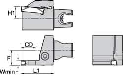 Kennametal - A4..04.. Insert, 30mm Head Length, 4mm Min Groove Width, Modular Grooving Cutting Unit Head - Right Hand Cut, System Size KM25, Series A4 - USA Tool & Supply