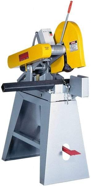 Everett - 14 or 16" Blade Diam, 1" Arbor Hole, Straight Chop & Cutoff Saw - 3 Phase, 10 hp, 230 Volts, 2" in Solids at 90° - USA Tool & Supply