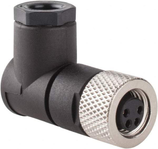 Brad Harrison - 4 Amp, Female 90° to Male 90° Field Attachable Connector Sensor and Receptacle - 60 VAC, 75 VDC, IP67 Ingress Rating - USA Tool & Supply