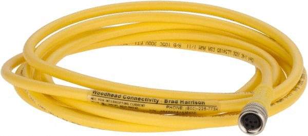 Brad Harrison - 3 Amp, M8 Female Straight to Pigtail Cordset Sensor and Receptacle - 60 VAC, 75 VDC, 2m Cable Length, IP68 Ingress Rating - USA Tool & Supply