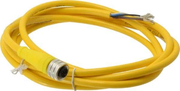 Brad Harrison - 4 Amp, M12 Female Straight to Pigtail Cordset Sensor and Receptacle - 250 VAC/VDC, 2m Cable Length, IP67 Ingress Rating - USA Tool & Supply