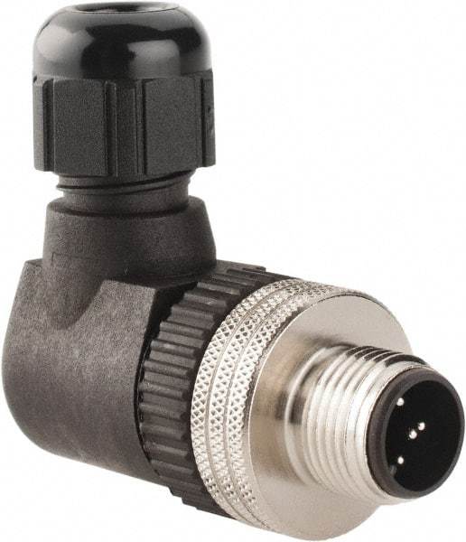 Brad Harrison - 4 Amp, Male 90° Field Attachable Connector Sensor and Receptacle - 30 VAC, 36 VDC, IP67 Ingress Rating - USA Tool & Supply