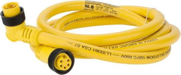 Brad Harrison - 8 Amp, Female 90° to Male 90° Cordset Sensor and Receptacle - 600 VAC/VDC, 6 Ft. Long Cable, IP68 Ingress Rating - USA Tool & Supply