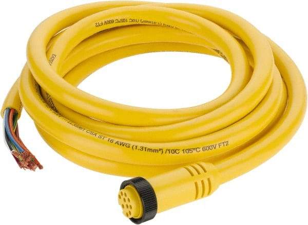 Brad Harrison - 7 Amp, Female Straight to Pigtail Cordset Sensor and Receptacle - 600 Volt, 3.66m Cable Length, IP67 Ingress Rating - USA Tool & Supply