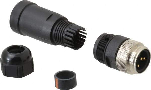 Brad Harrison - 13 Amp, Male Straight Field Attachable Connector Sensor and Receptacle - 600 VAC/VDC, IP67 Ingress Rating - USA Tool & Supply