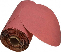 3M - 6" Diam, 180 Grit FEPA, Aluminum Oxide Adhesive PSA Disc - Very Fine Grade, Red, A Weighted Backing, Flexible, Use with Random Orbital Sanders - USA Tool & Supply