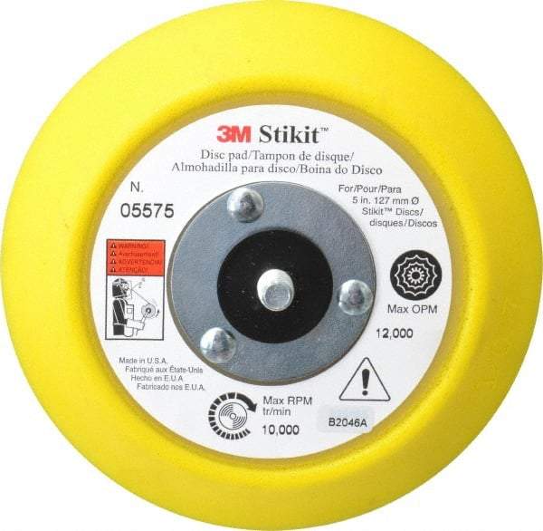 3M - 5" Diam Adhesive/PSA Disc Backing Pad - 3/4" Shank Diam, Medium Density, 10,000 RPM - USA Tool & Supply
