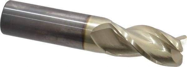 Accupro - 1", 3 Flute, Single End, Solid Carbide, 0.045" Corner Radius End Mill - 5" OAL, 37° Helix, Right Hand Flute, 1-1/4" LOC, Right Hand Cut - USA Tool & Supply