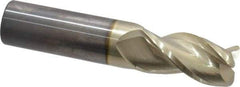 Accupro - 3/4", 3 Flute, Single End, Solid Carbide, 0.03" Corner Radius End Mill - 5" OAL, 37° Helix, Right Hand Flute, 1" LOC, Right Hand Cut - USA Tool & Supply