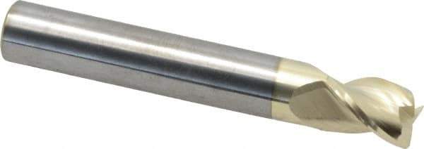 Accupro - 1/2", 3 Flute, Single End, Solid Carbide, 0.02" Corner Radius End Mill - 3" OAL, 37° Helix, Right Hand Flute, 5/8" LOC, Right Hand Cut - USA Tool & Supply