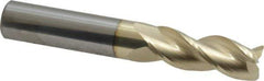 Accupro - 3/8", 3 Flute, Single End, Solid Carbide, 0.03" Corner Radius End Mill - 2-1/2" OAL, 37° Helix, Right Hand Flute, 1" LOC, Right Hand Cut - USA Tool & Supply