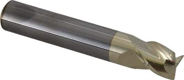 Accupro - 1/2", 3 Flute, Single End, Solid Carbide, 0.03" Corner Radius End Mill - 3" OAL, 37° Helix, Right Hand Flute, 5/8" LOC, Right Hand Cut - USA Tool & Supply